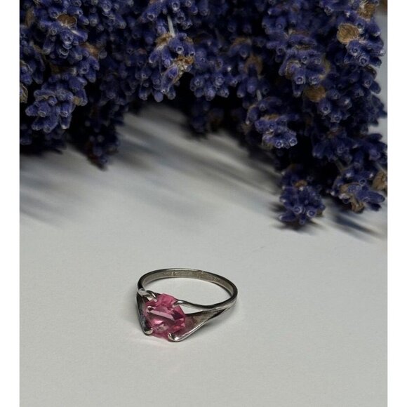 925 STERLING SILVER PINK TOPAZ RING SIZE 5 - Picture 8 of 9